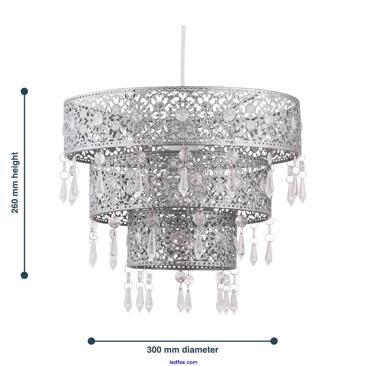 Modern Silver 3 Tier Metal Cut Out Ceiling Light Shade Pendant Morrocan Design 2 