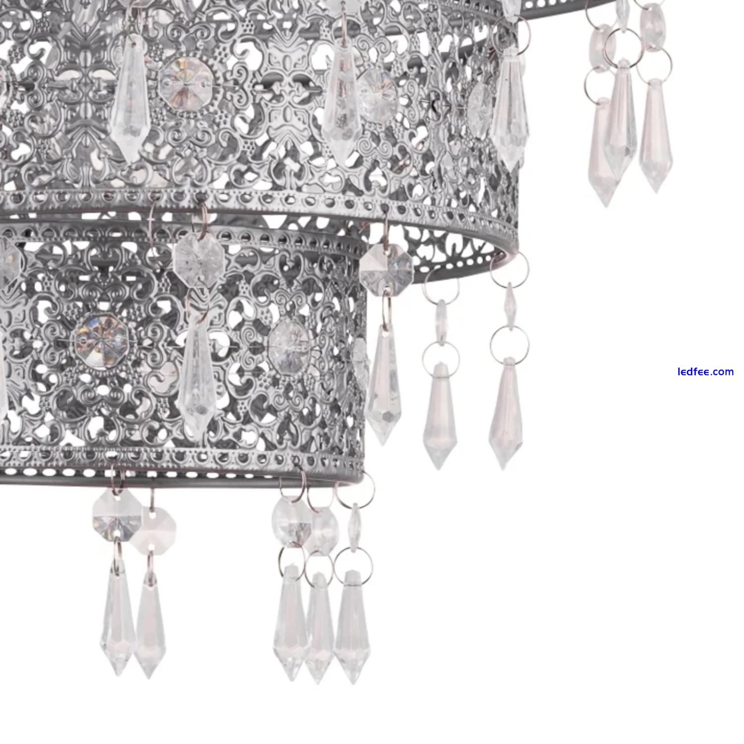 Modern Silver 3 Tier Metal Cut Out Ceiling Light Shade Pendant Morrocan Design 3 