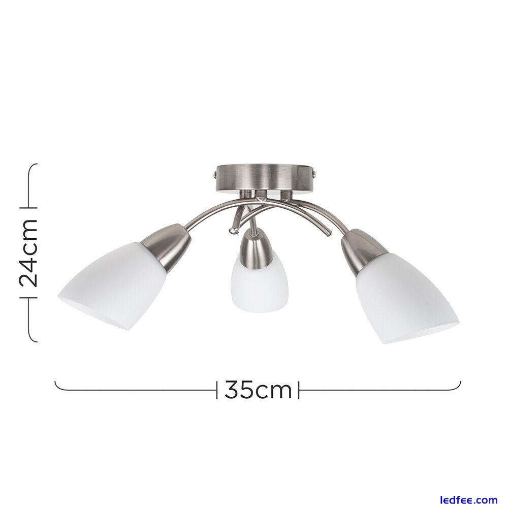 Ceiling Light Fitting Brushed Chrome 3 Arm Crossover Shades Lampshades LED Bulbs 3 