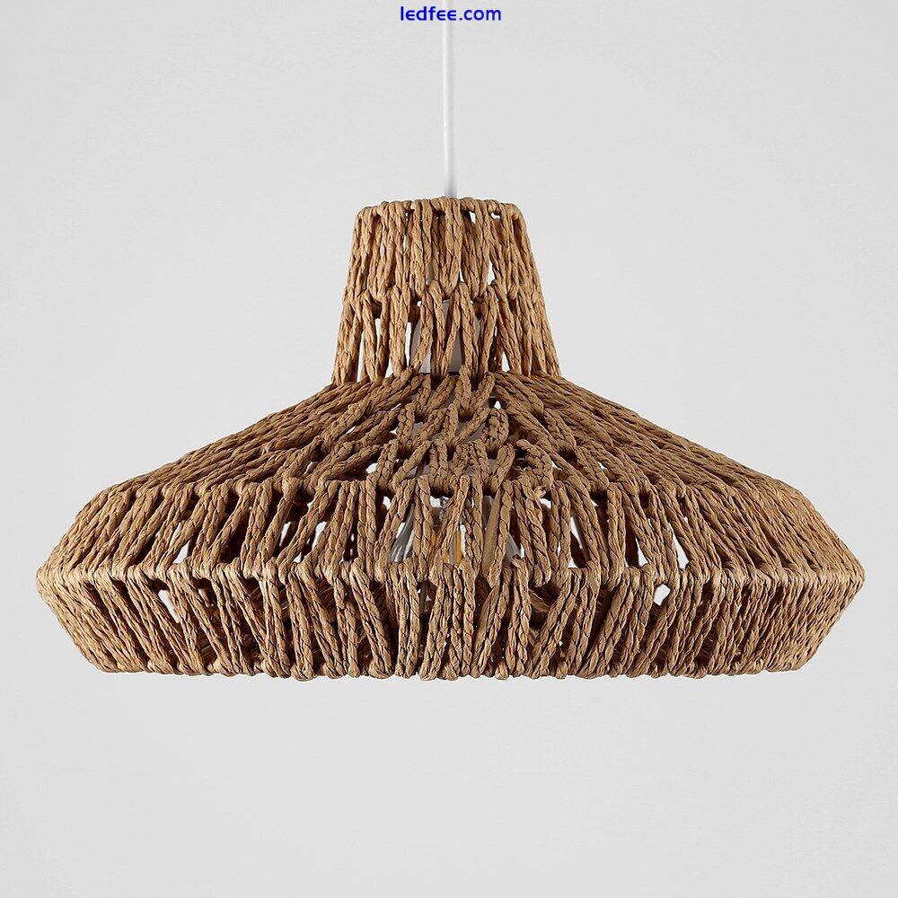 Natural Wicker Rattan Ceiling Pendant Light Shade Lampshade LED Bulb Scandi Boho 5 