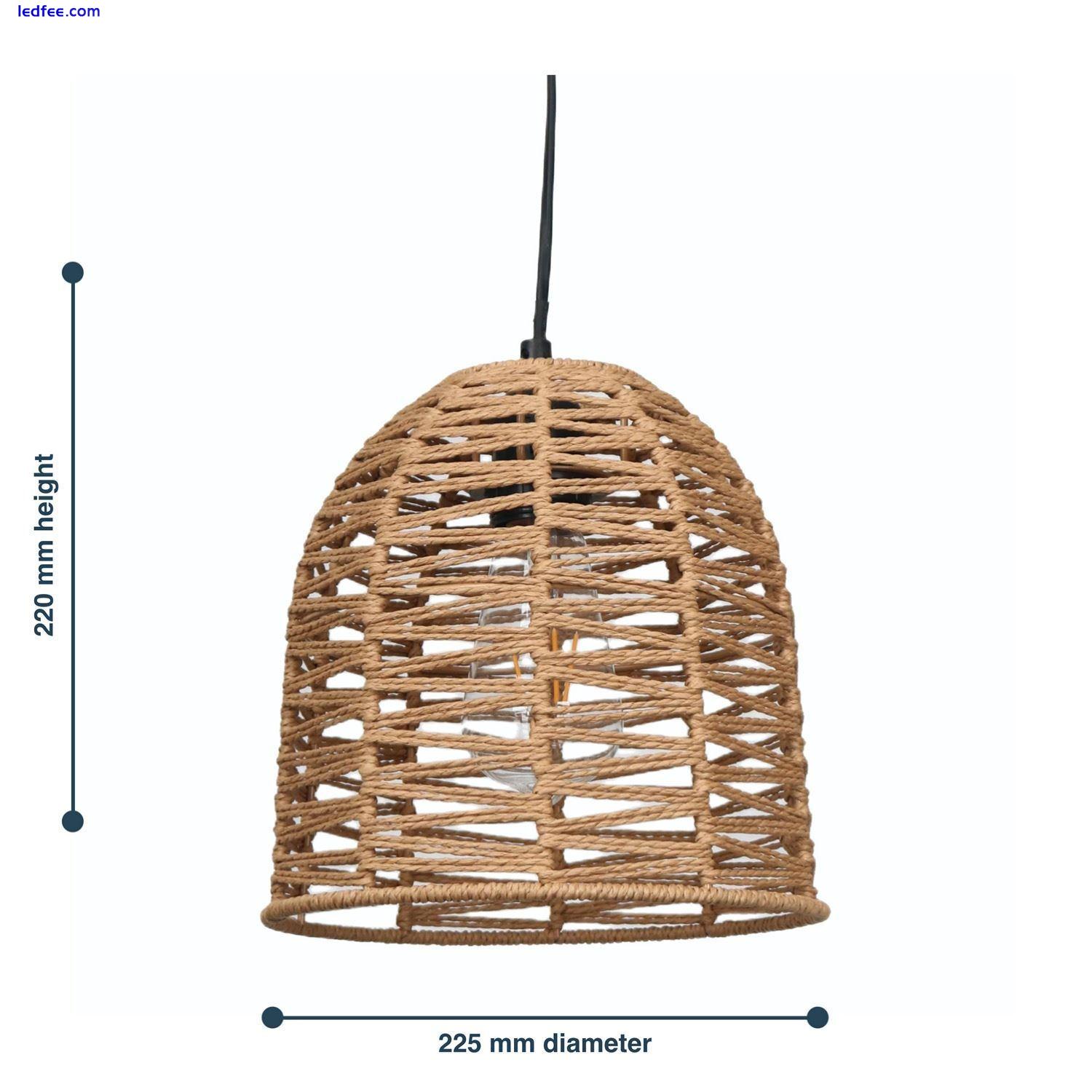 Set of 2 Natural Wicker Rattan Ceiling Pendant Light Shades String Lampshades 4 