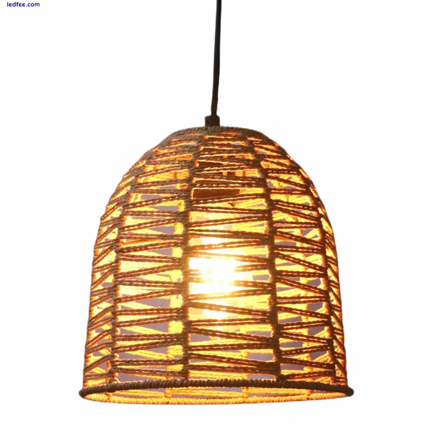 Set of 2 Natural Wicker Rattan Ceiling Pendant Light Shades String Lampshades 1 