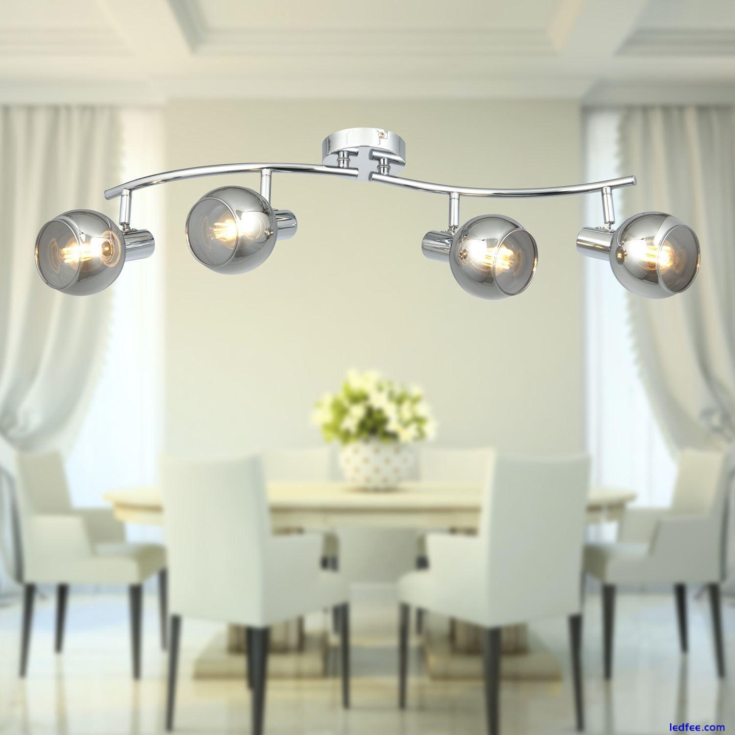 Set of 2 Chrome 4 Way Ceiling Spotlight Modern Kitchen Living Spot Lighting 2 