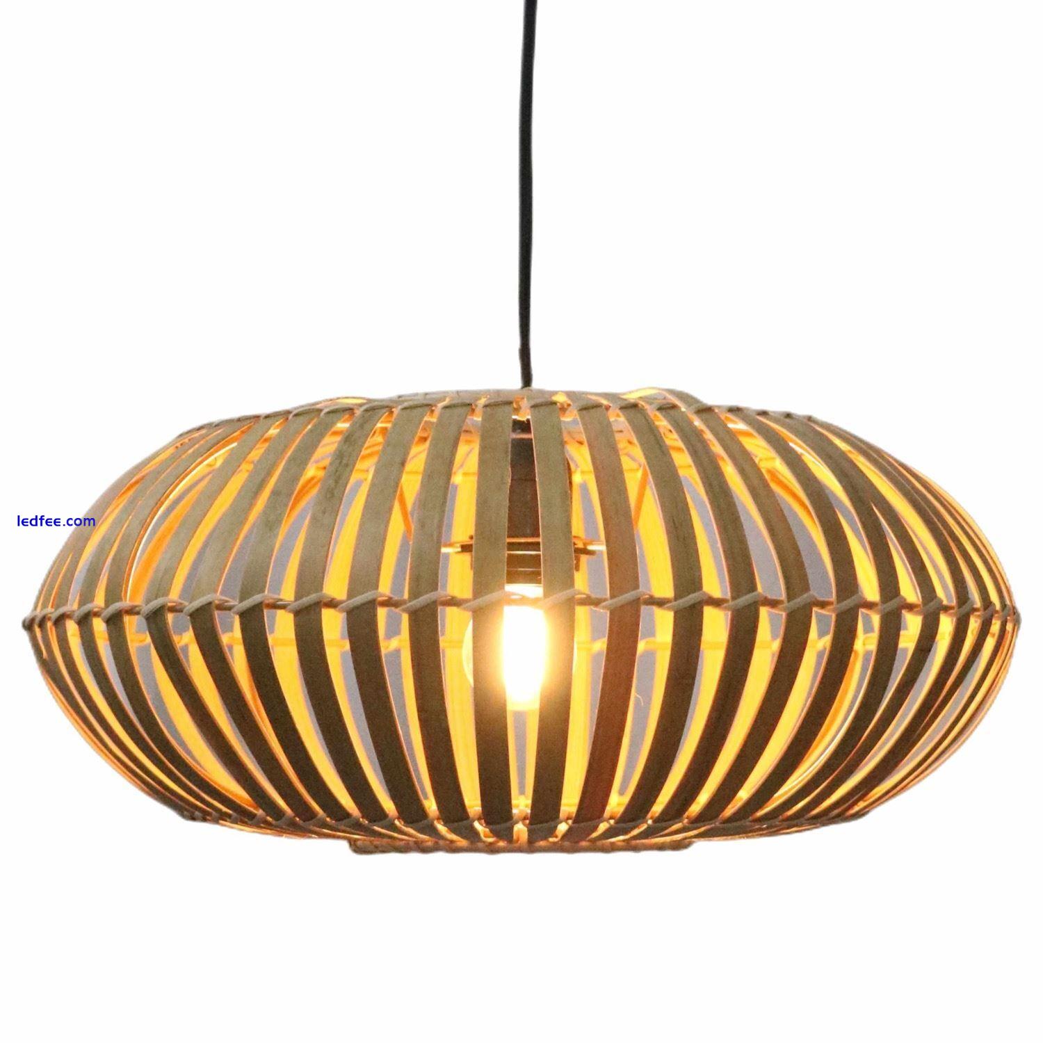 Natural Bamboo Wicker Ceiling Light Shade Pendant Lampshade Easy Fit Scandi Boho 0 