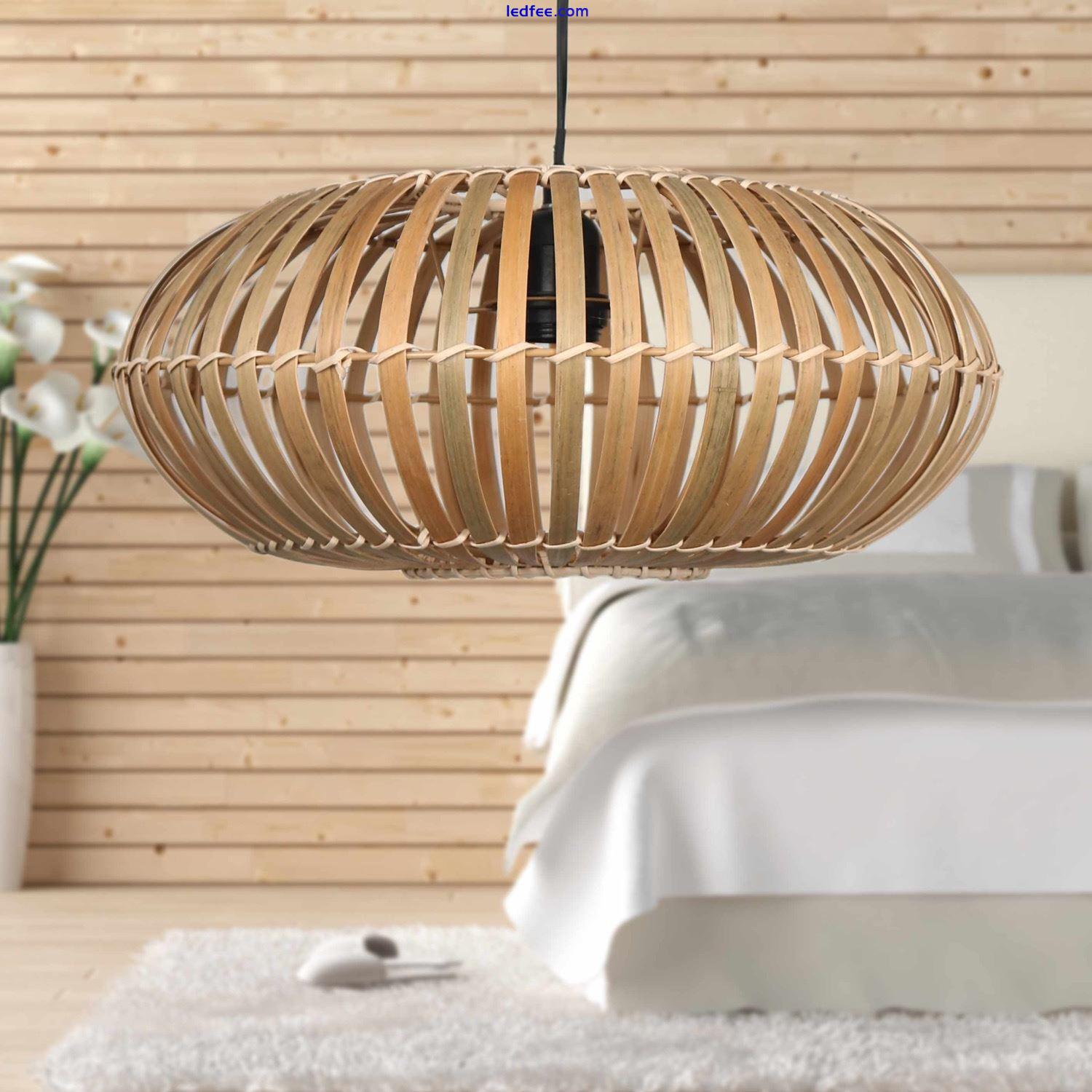 Natural Bamboo Wicker Ceiling Light Shade Pendant Lampshade Easy Fit Scandi Boho 2 