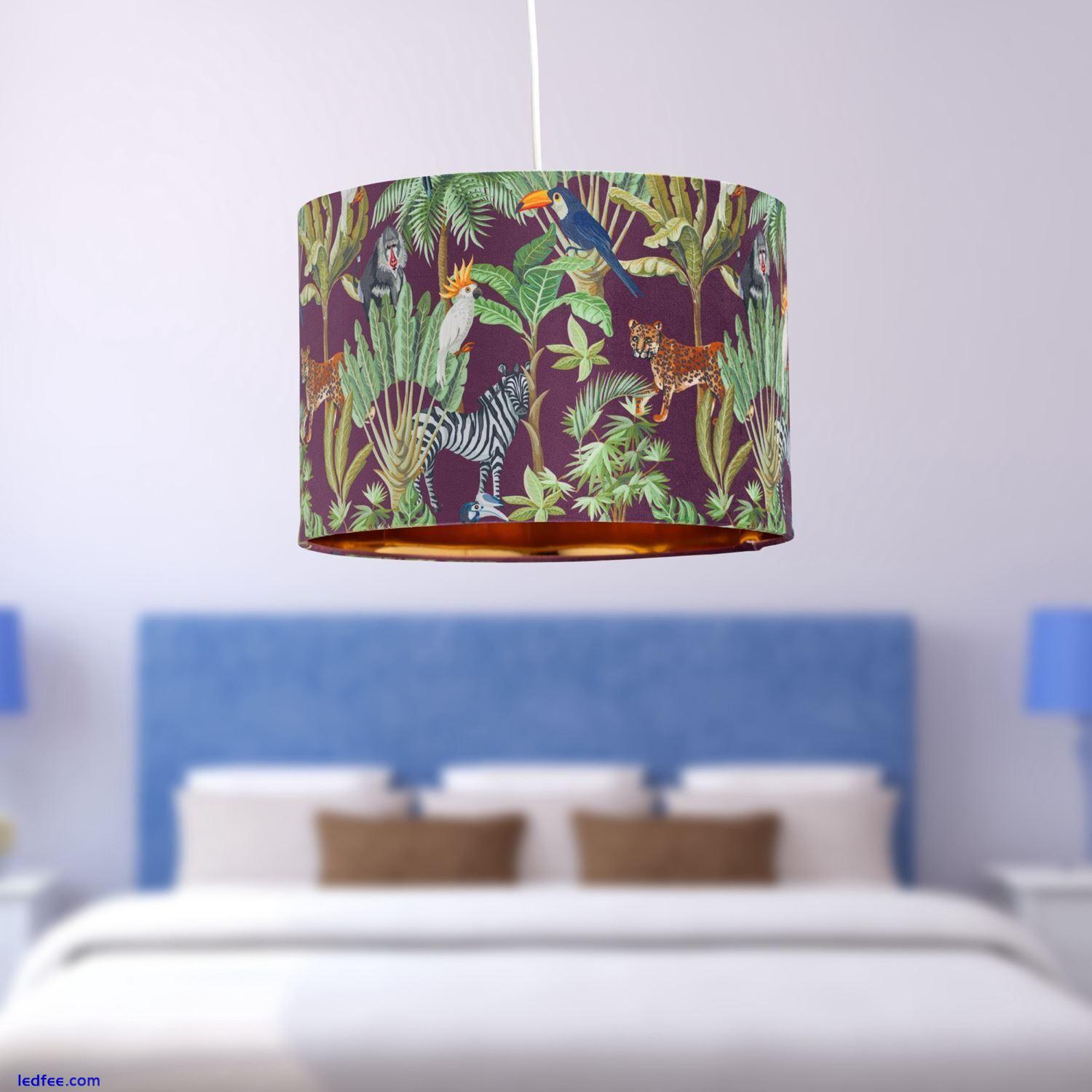 Safari Jungle Velvet 30cm Easy Fit Ceiling Lightshade Table Lamp Pendant Shade 5 