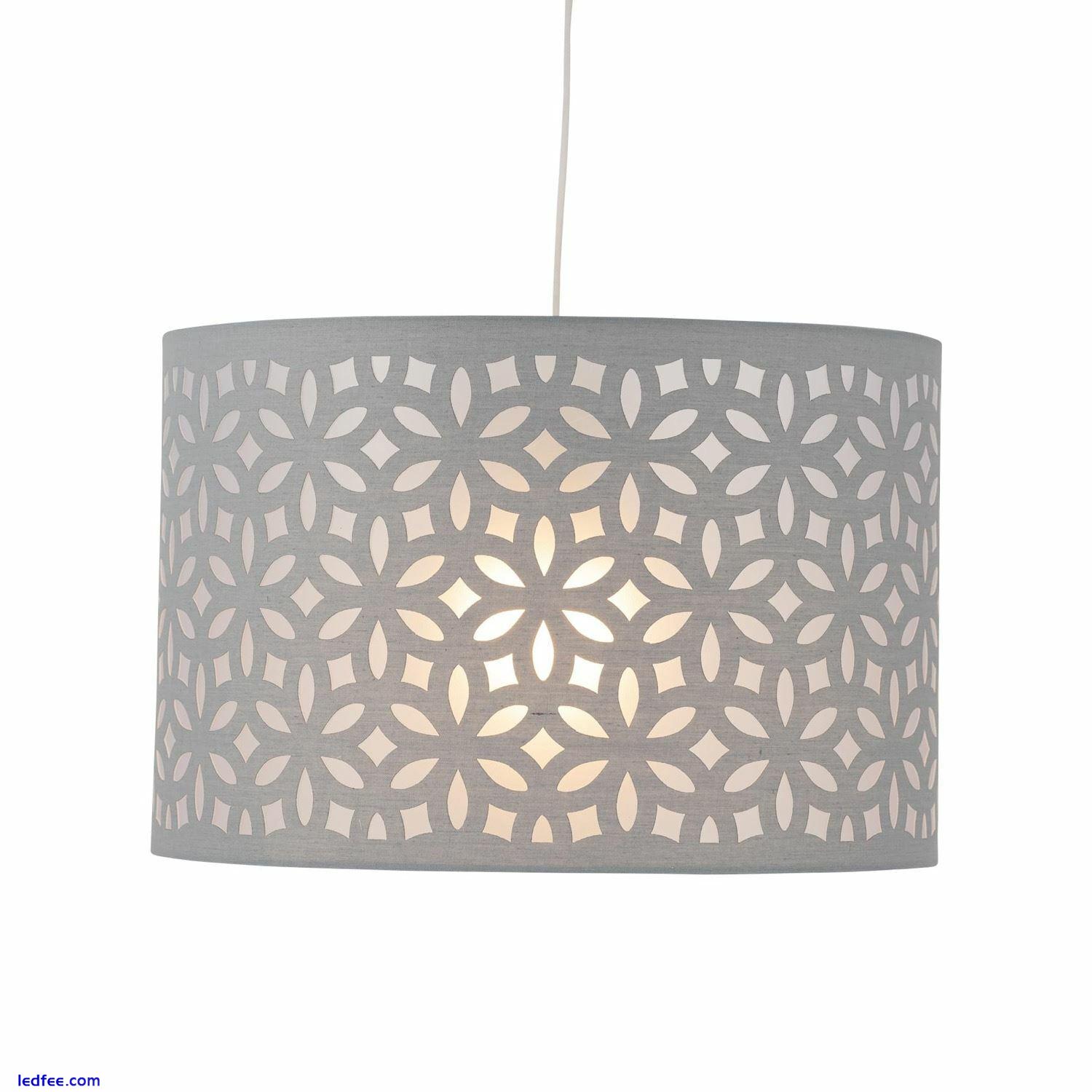 Modern Grey Laser Cut 25cm Easy Fit Ceiling Light Shade Pendant Lightshade 2 