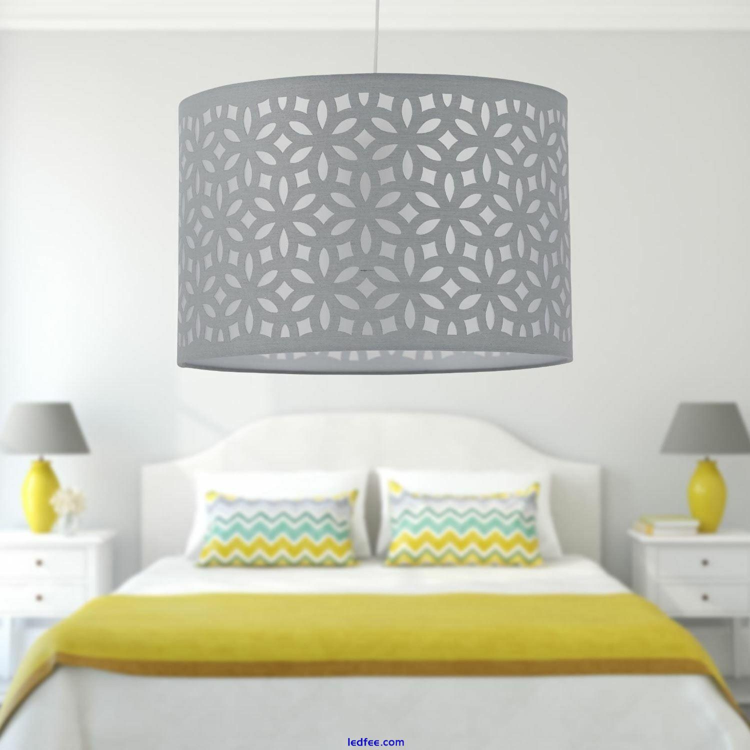 Modern Grey Laser Cut 25cm Easy Fit Ceiling Light Shade Pendant Lightshade 4 