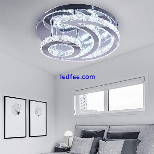 15.7" Modern Crystal Ceiling Lights Living Room LED Light Cool White-moon 0 