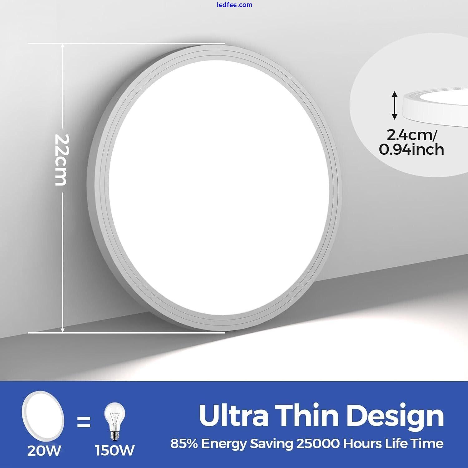 24W Flush Mount LED Ceiling Light Fixture (6000K, 2200LM) - White 0 