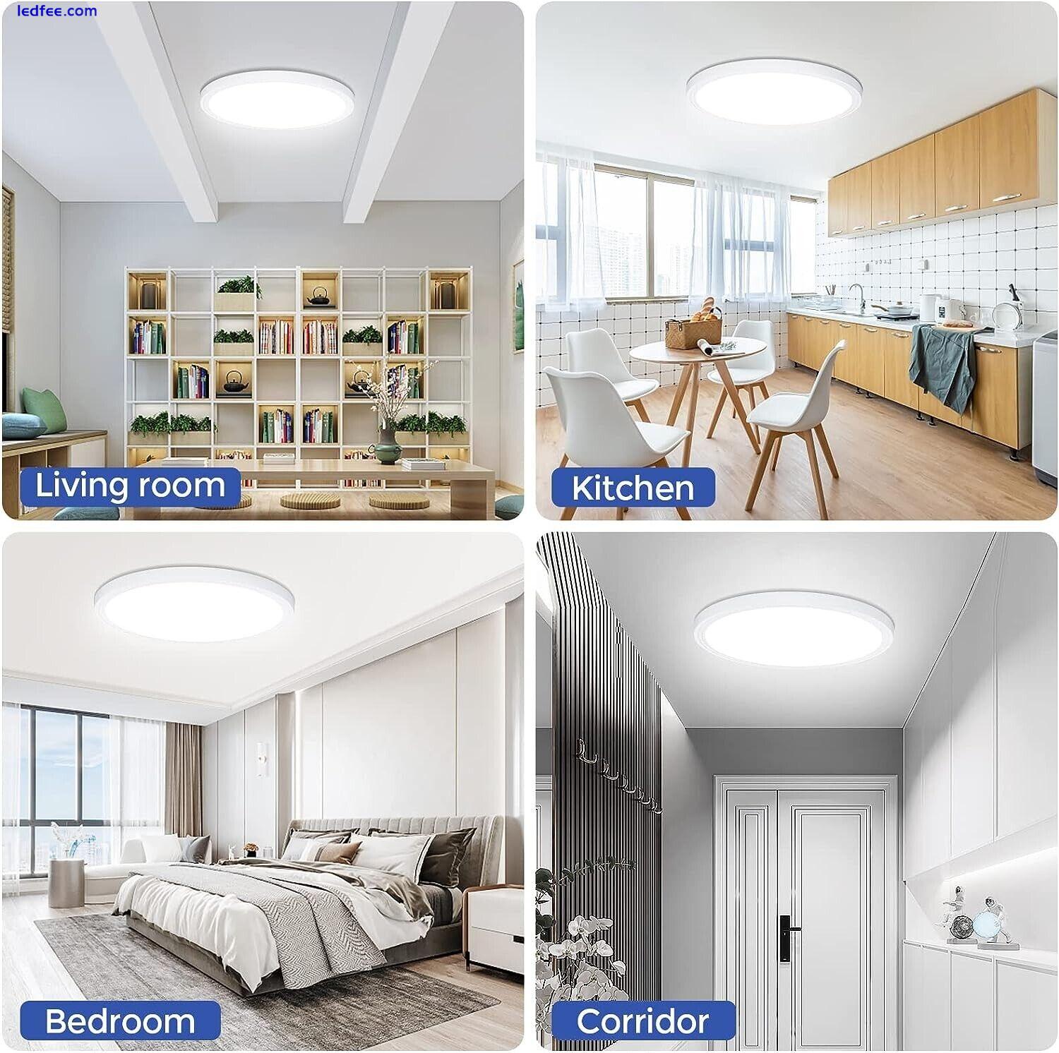 24W Flush Mount LED Ceiling Light Fixture (6000K, 2200LM) - White 4 