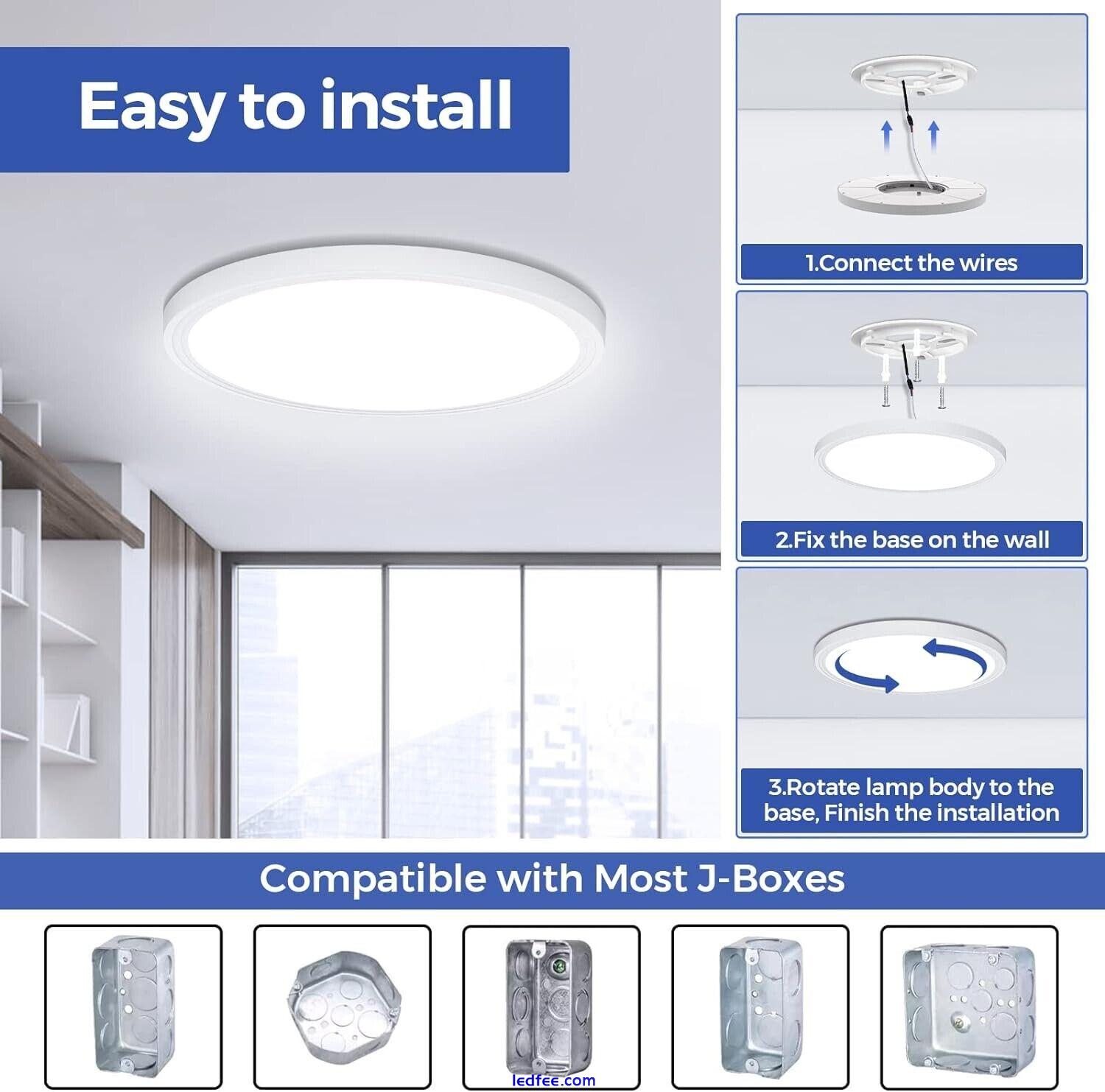 24W Flush Mount LED Ceiling Light Fixture (6000K, 2200LM) - White 5 