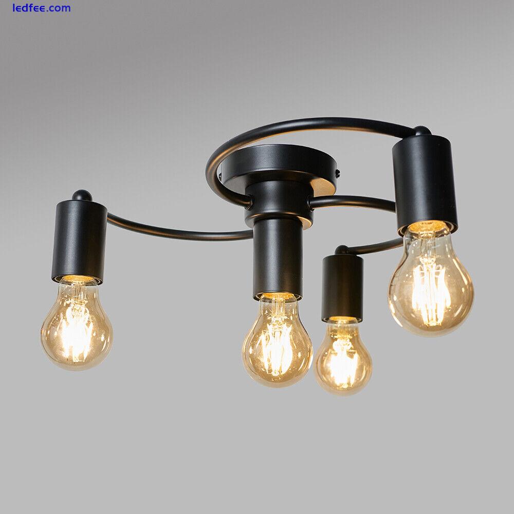 Matt Black Semi Flush Ceiling Light Fitting Swirl Design LED Filament Bulbs 0 