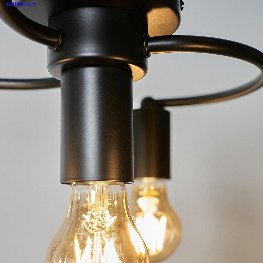 Matt Black Semi Flush Ceiling Light Fitting Swirl Design LED Filament Bulbs 1 