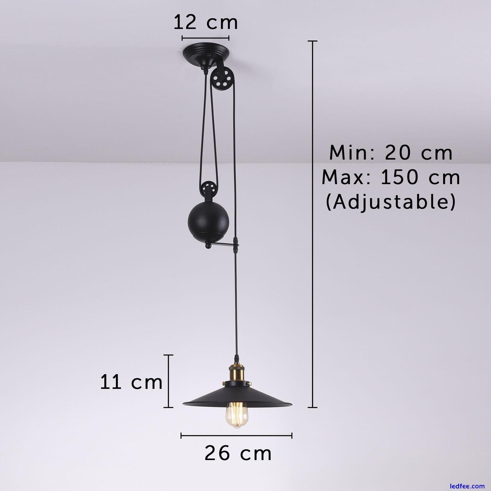 Pendant Pulley Light Industrial Vintage Ceiling Single Bulb Lights 3 