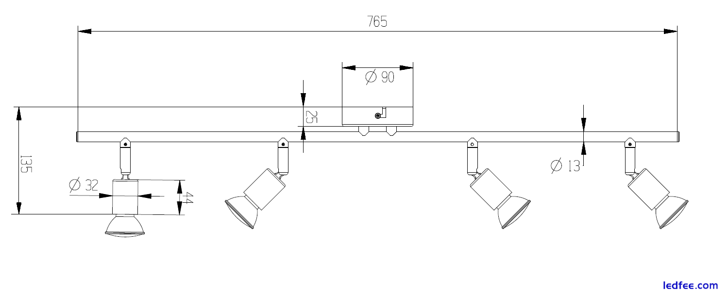 Ceiling Wall Mounted White Round Bar Base Kitchen Shop GU10 LED 1 3 4 Spot Light 2 