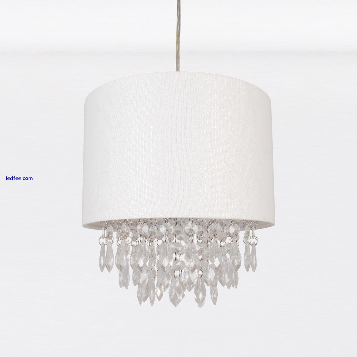 Set of 2 Sparkle Off White 25cm Jewelled Ceiling Lightshades Pendant Shades 1 