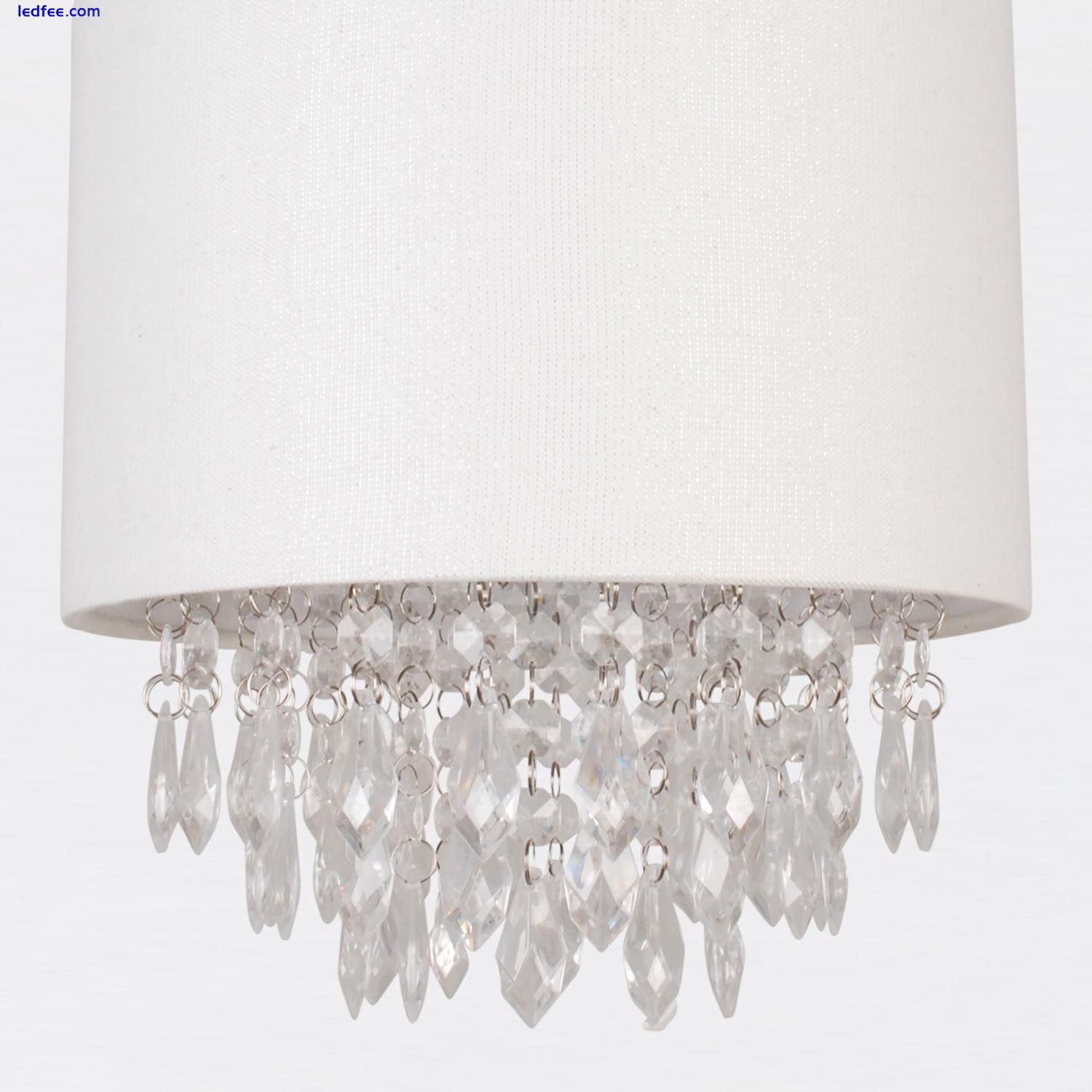Set of 2 Sparkle Off White 25cm Jewelled Ceiling Lightshades Pendant Shades 3 