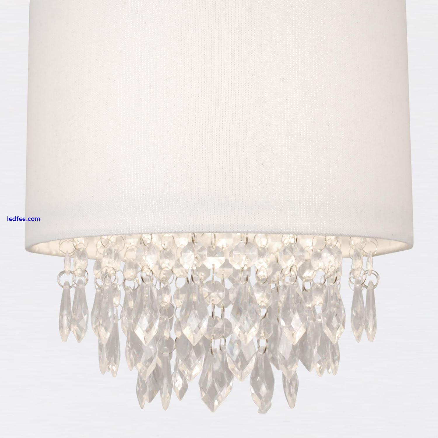 Set of 2 Sparkle Off White 25cm Jewelled Ceiling Lightshades Pendant Shades 2 