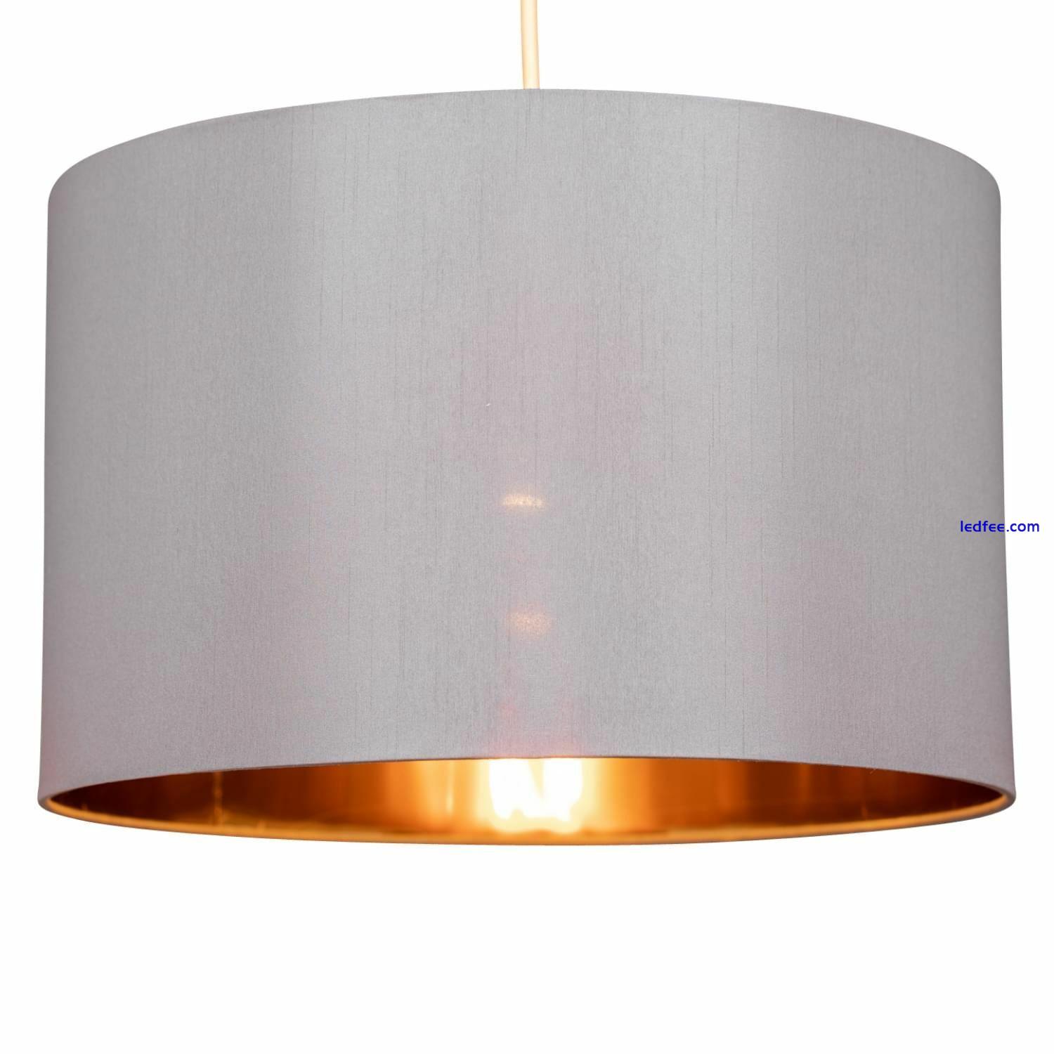 Modern Grey and Copper Easy Fit Ceiling Light Shade 30cm Faux Silk Shade 1 