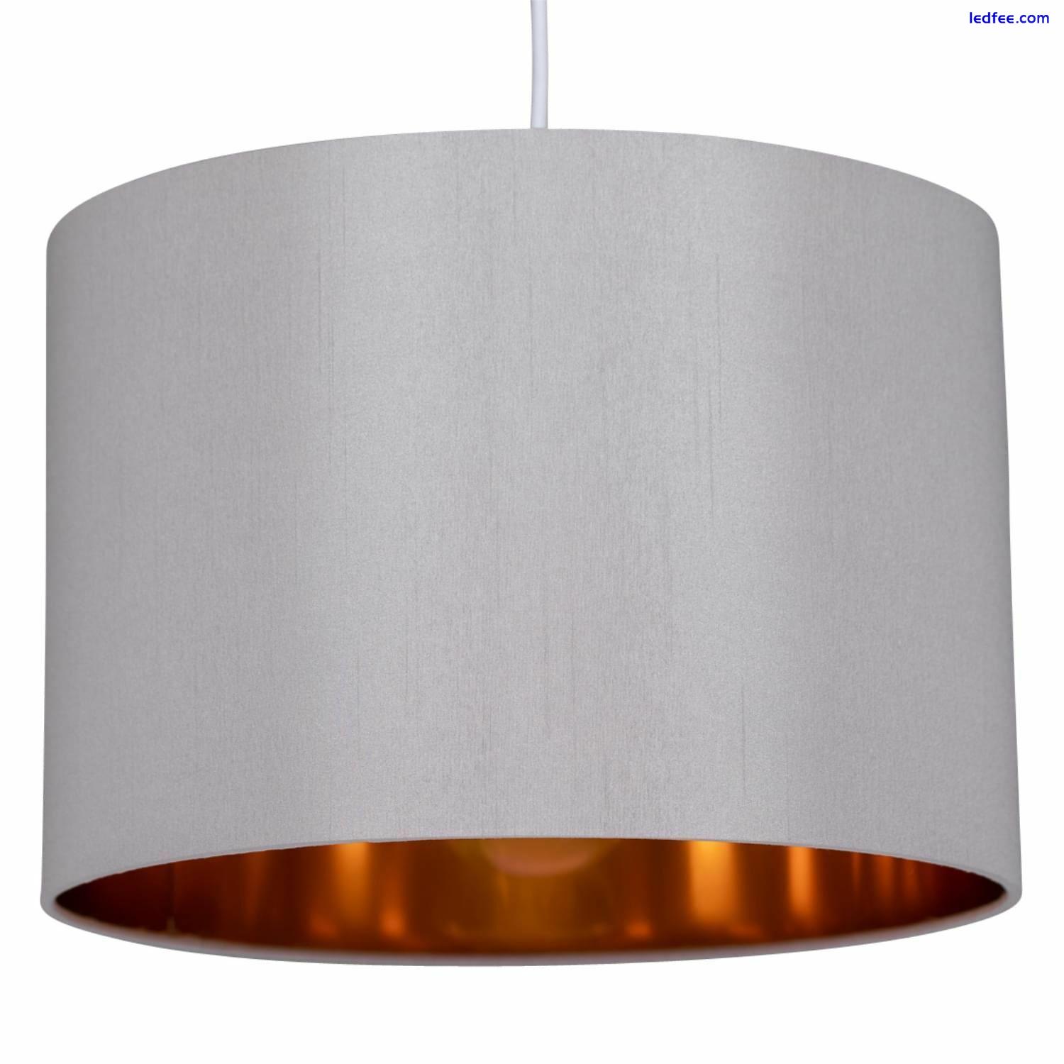 Modern Grey and Copper Easy Fit Ceiling Light Shade 30cm Faux Silk Shade 0 