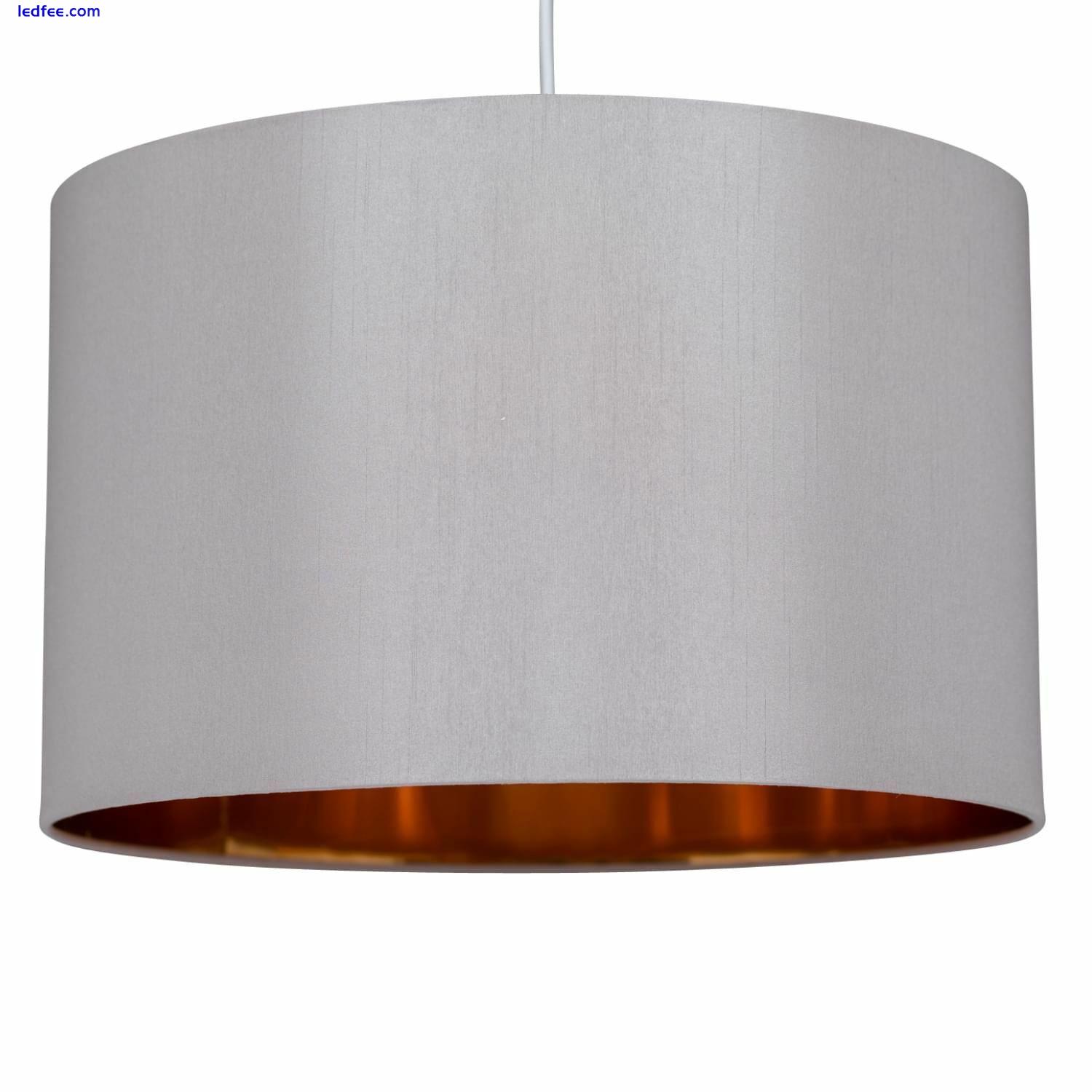 Modern Grey and Copper Easy Fit Ceiling Light Shade 30cm Faux Silk Shade 2 