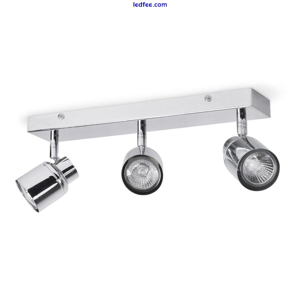 IP44 Chrome 3 Way Ceiling Spotlight Fitting Lounge Bathroom Lamp LED GU10 Bulbs 1 