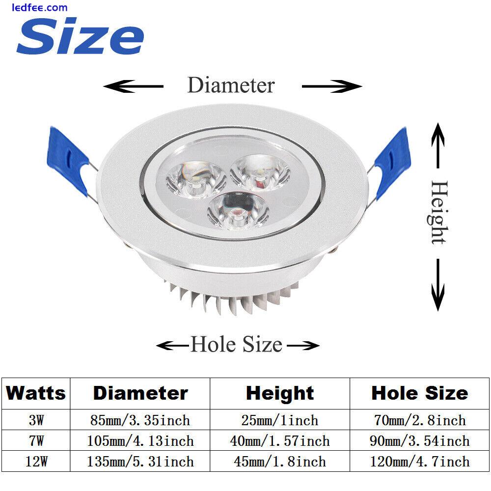 3W 7W 12W LED Recessed Downlight Ceiling Lamp Spotlight Warm Natural Cool White 3 