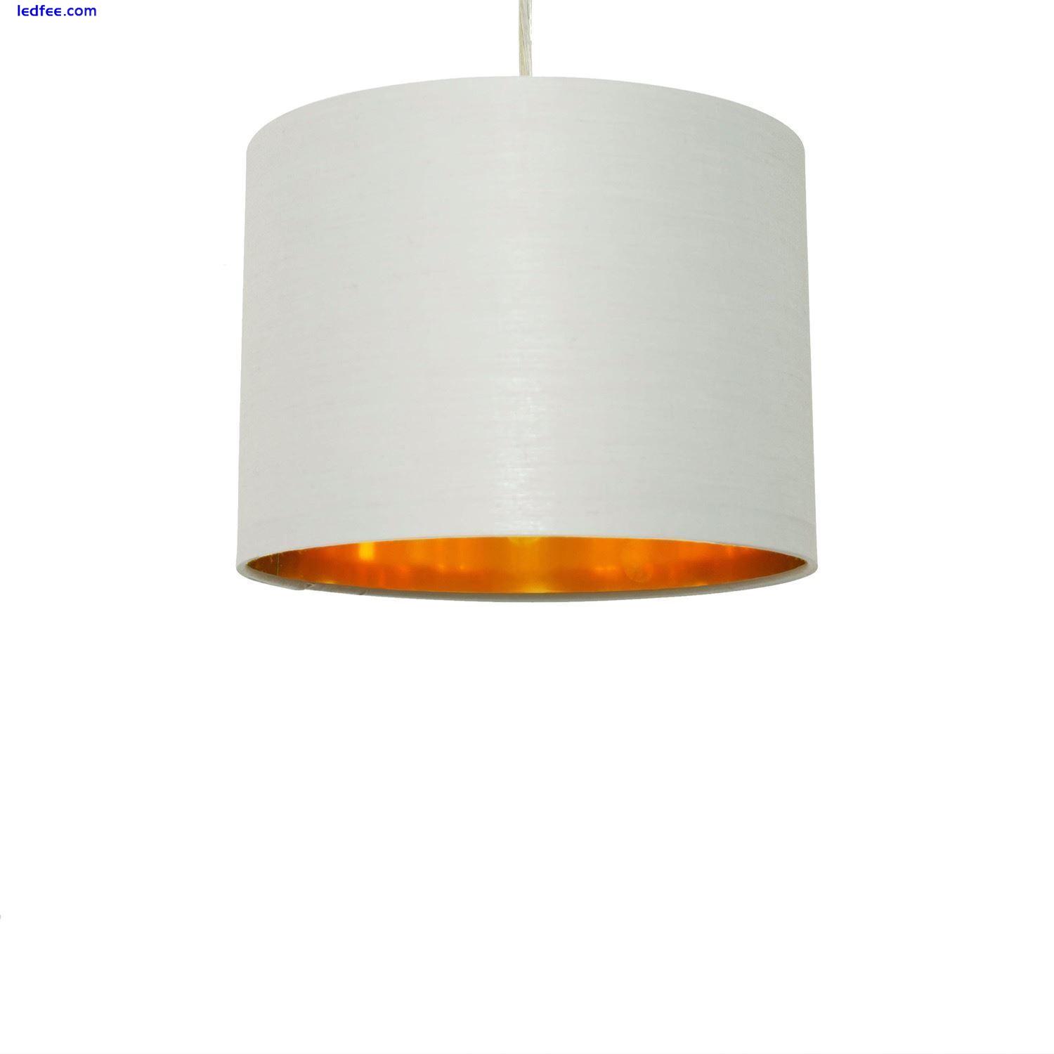 Set 2 Grey Cotton Gold 25cm Easy Fit Ceiling Light Shade Pendant Lightshade 0 