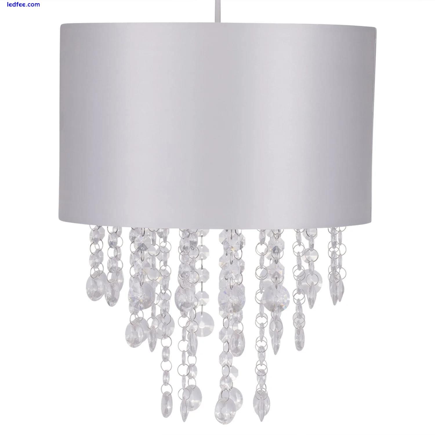 Modern Light Grey Ceiling Light Shade Chandelier with Clear Acrylic Crystal 0 