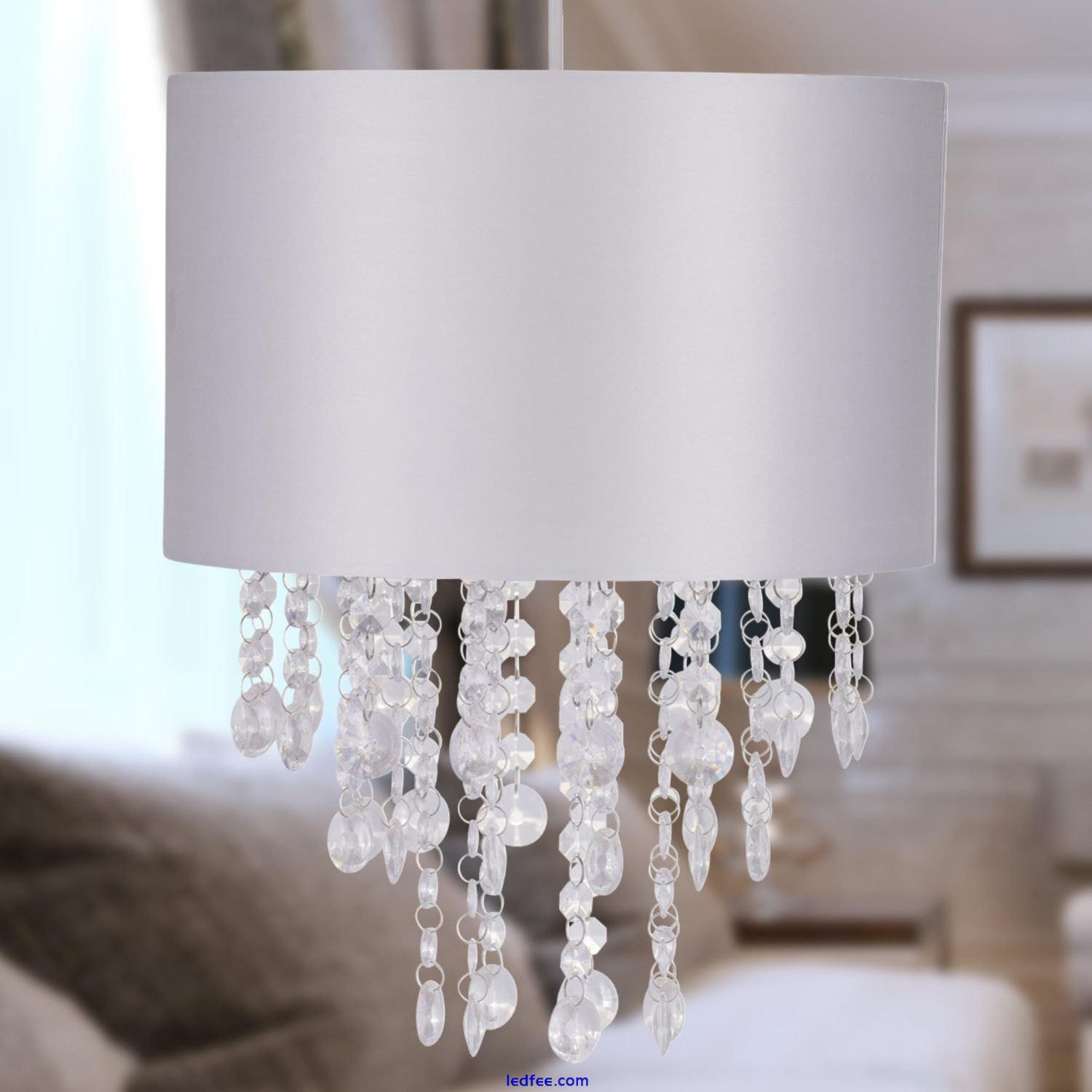 Modern Light Grey Ceiling Light Shade Chandelier with Clear Acrylic Crystal 1 