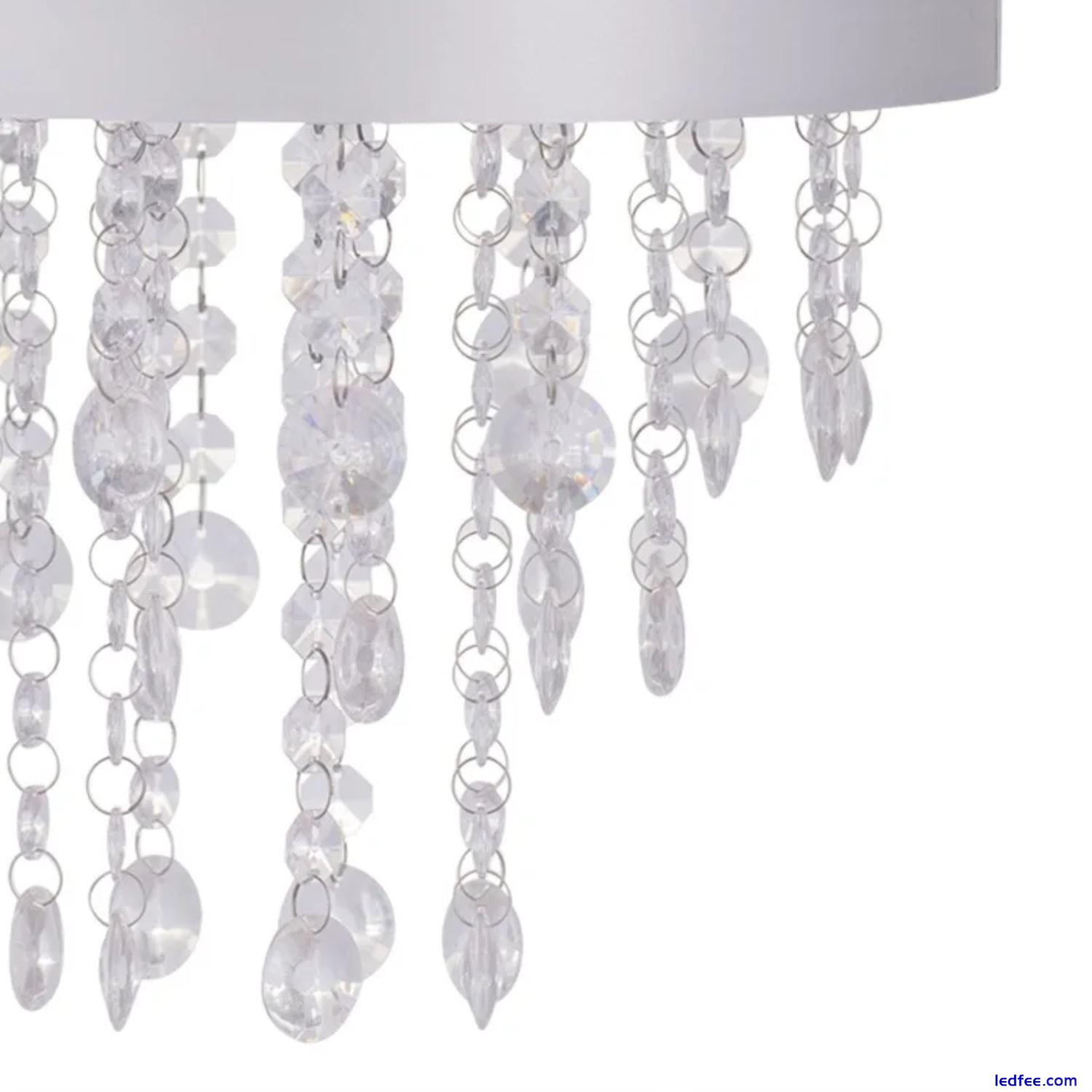 Modern Light Grey Ceiling Light Shade Chandelier with Clear Acrylic Crystal 3 