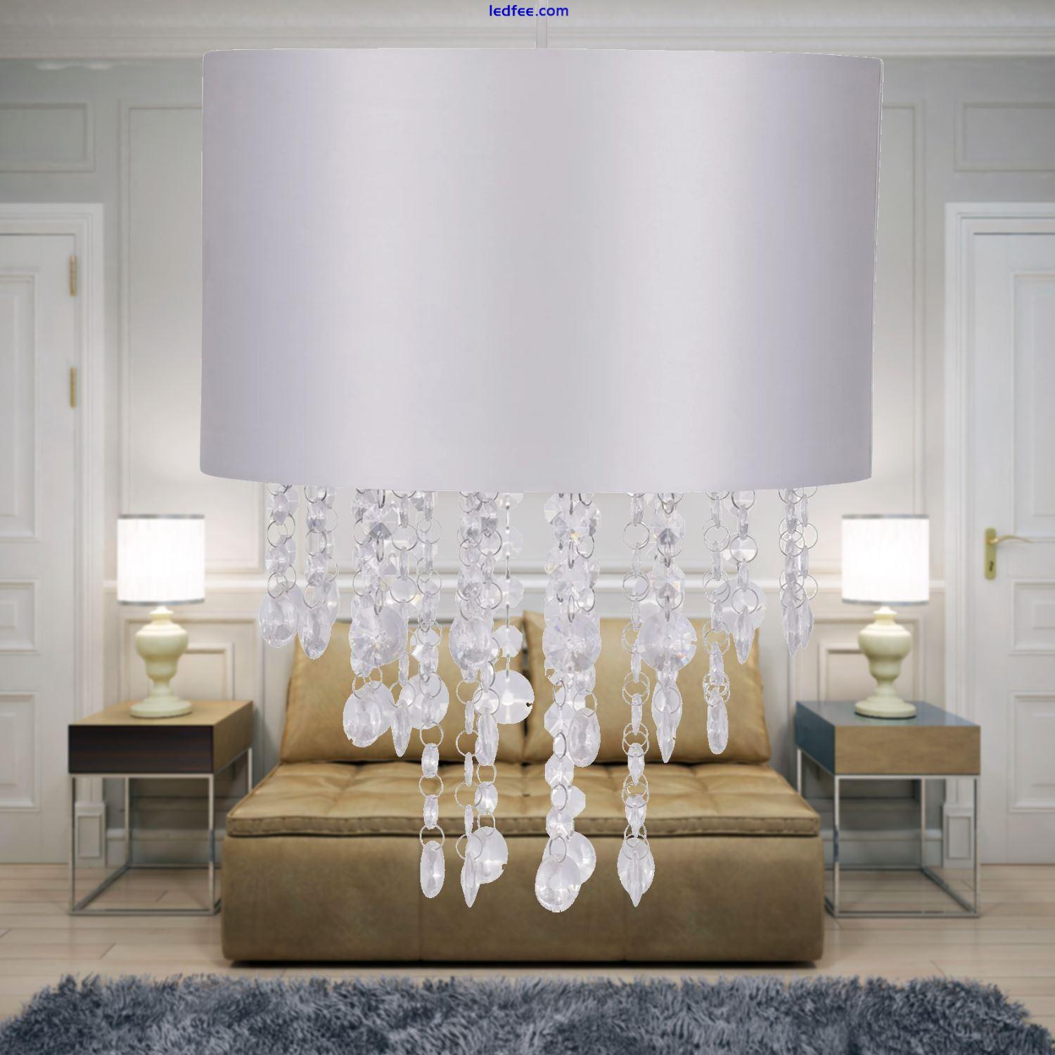 Modern Light Grey Ceiling Light Shade Chandelier with Clear Acrylic Crystal 4 