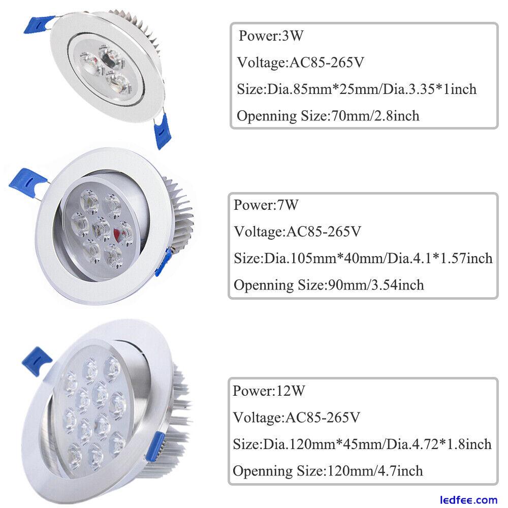 3W 7W 12W Recessed LED Ceiling Downlight Round Recessed Spotlight Wall Lighting 5 