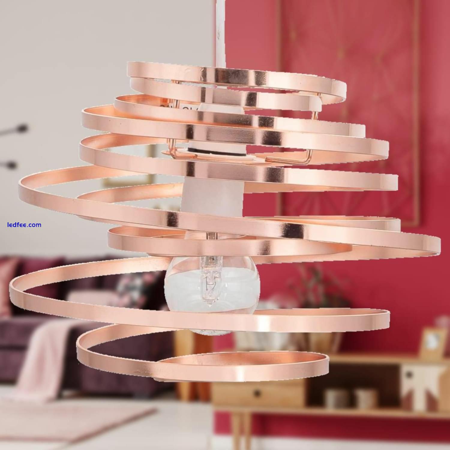 Set of 2 Modern Copper Metal Swirl Easy Fit Ceiling Light Shade Pendants 4 