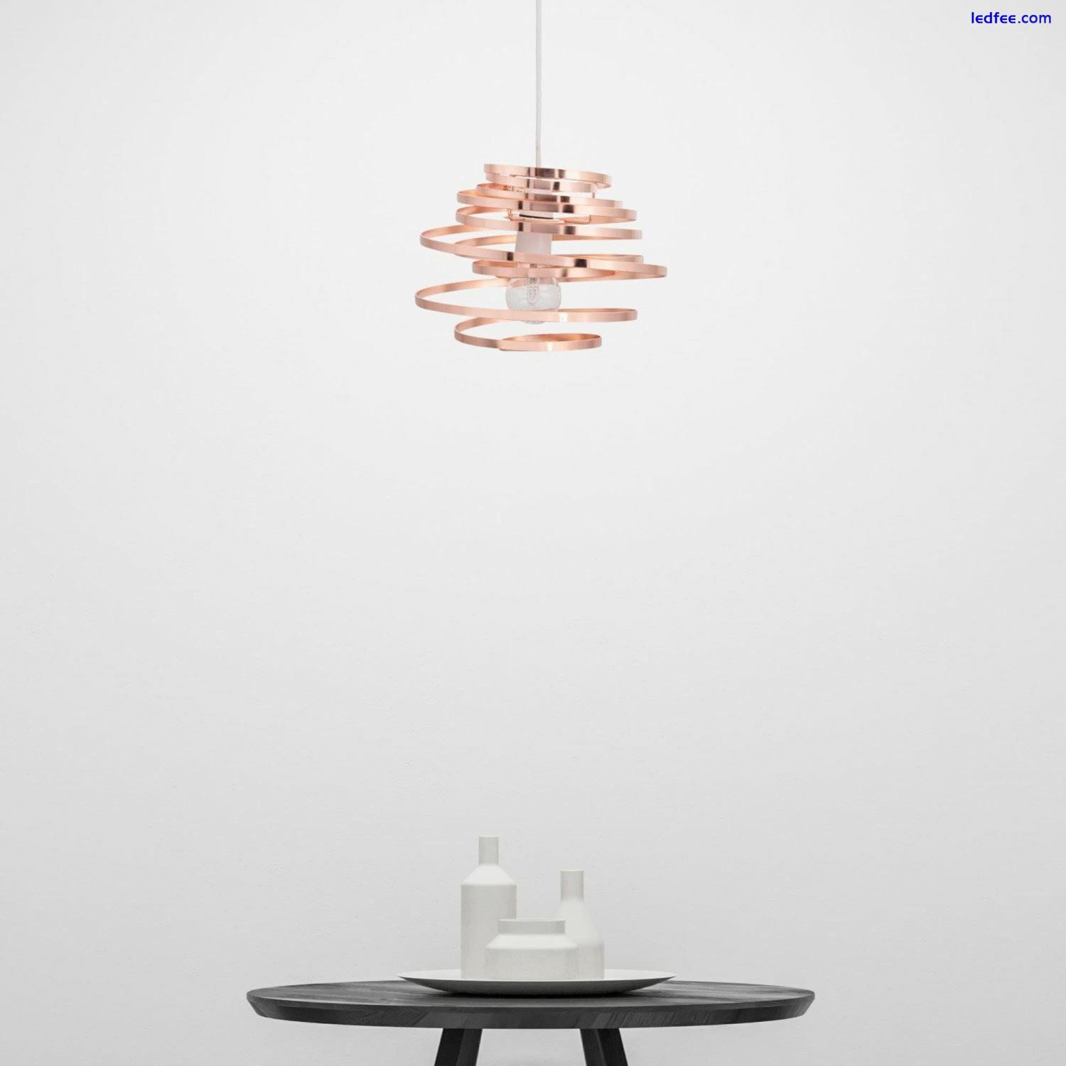 Set of 2 Modern Copper Metal Swirl Easy Fit Ceiling Light Shade Pendants 1 