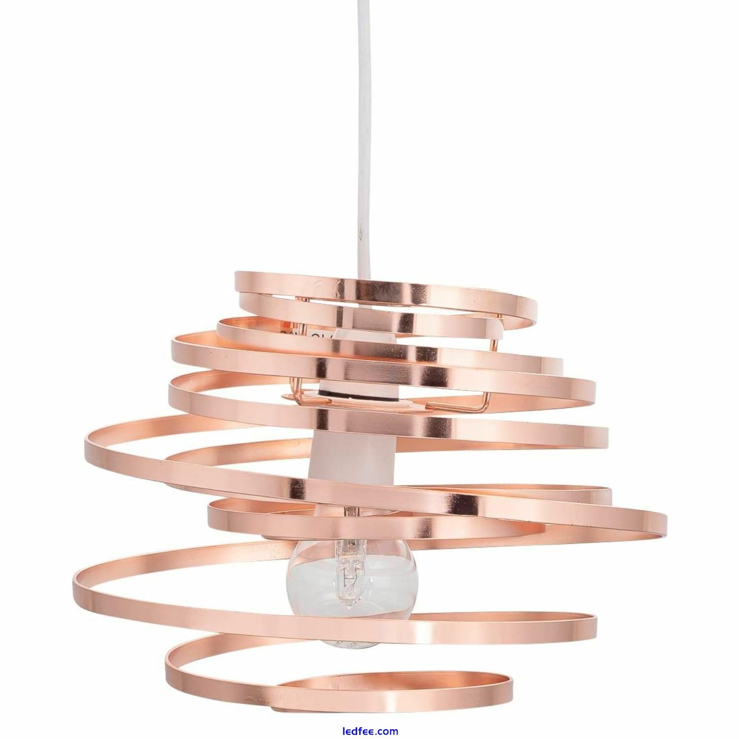 Set of 2 Modern Copper Metal Swirl Easy Fit Ceiling Light Shade Pendants 0 