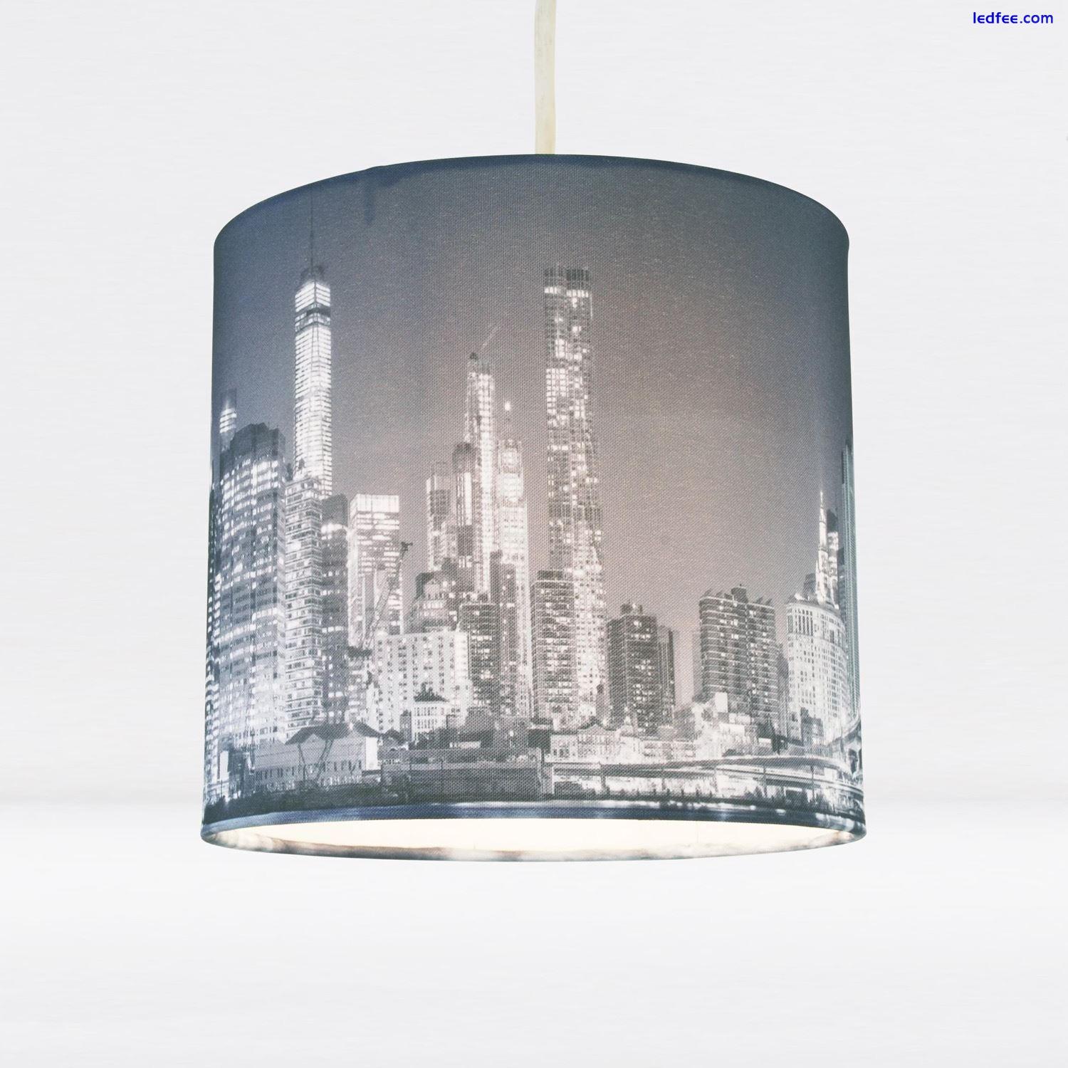 Set of 2 New York Skyline 20cm Ceiling Light Shades Easy Fit Pendant Lightshades 1 