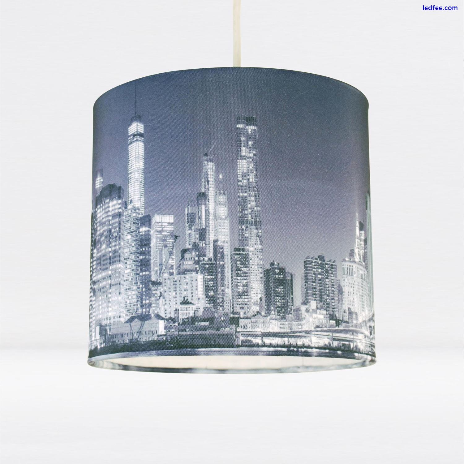 Set of 2 New York Skyline 20cm Ceiling Light Shades Easy Fit Pendant Lightshades 0 