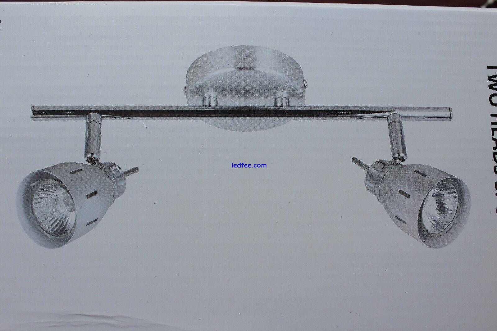 Silver/Chrome 2 head GU10 Wall/Ceiling Spotlight bar + 3w 7w LED bulb options  4 