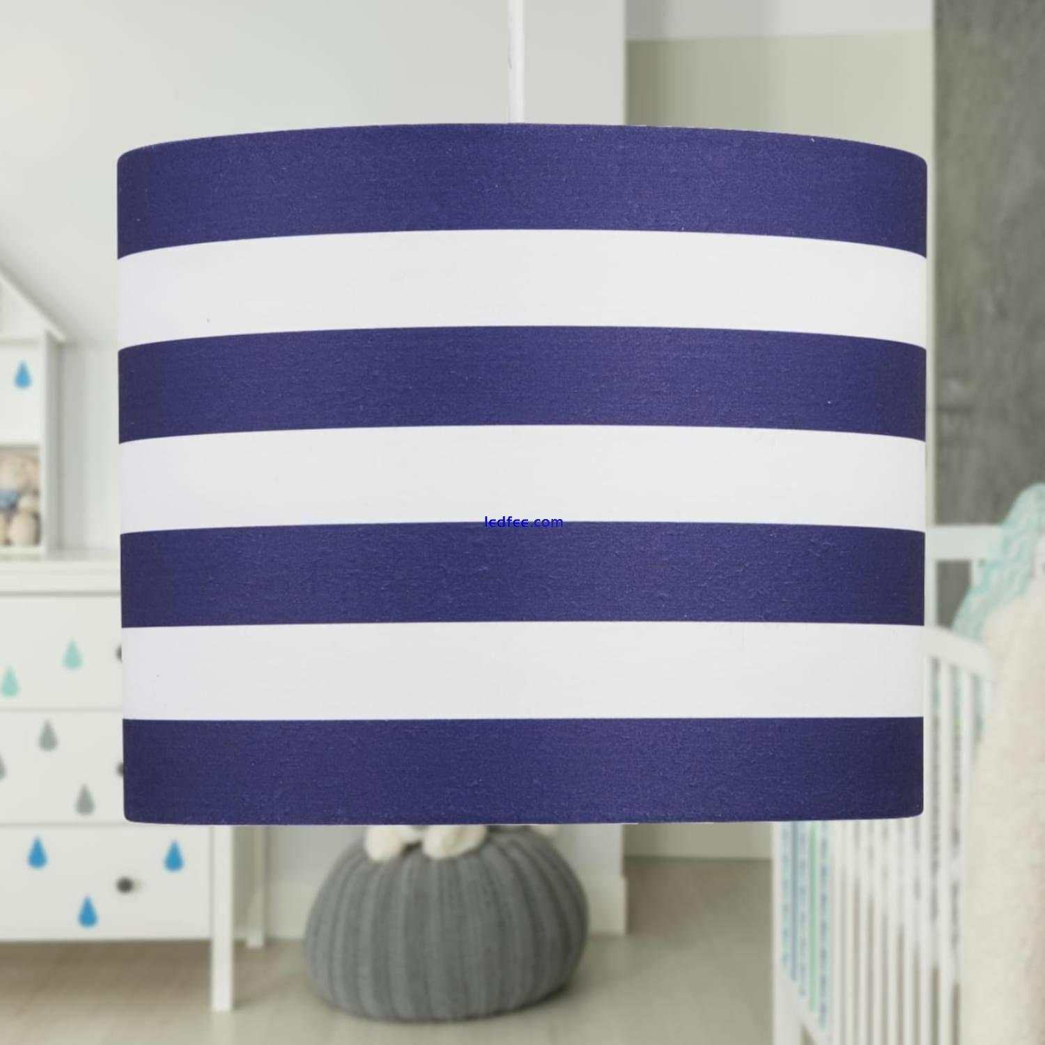 Modern Navy Blue Stripes Children's Boys Bedroom Ceiling Light Shade Pendant 0 