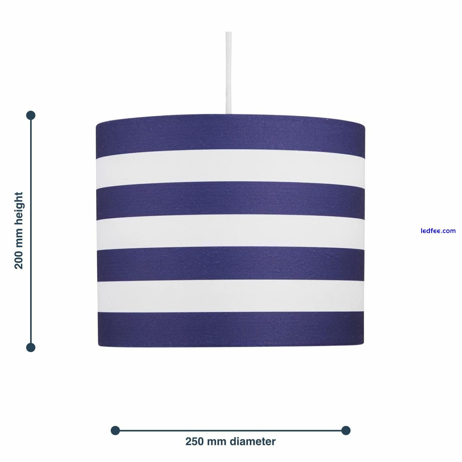 Modern Navy Blue Stripes Children's Boys Bedroom Ceiling Light Shade Pendant 2 