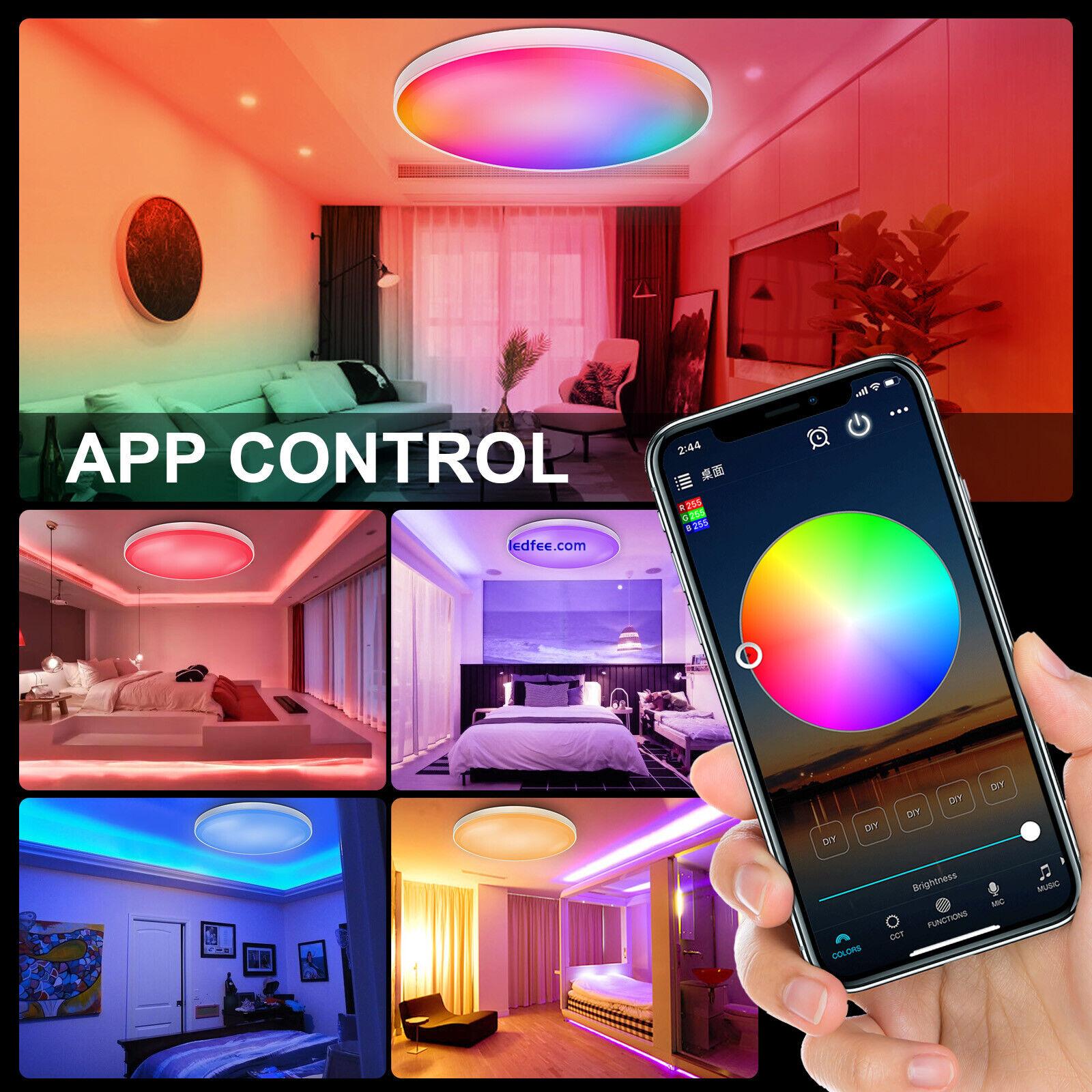 30W Smart LED Ceiling Light Lamp RGB Dimmable Bluetooth WIFI Fixture for Bedroom 1 