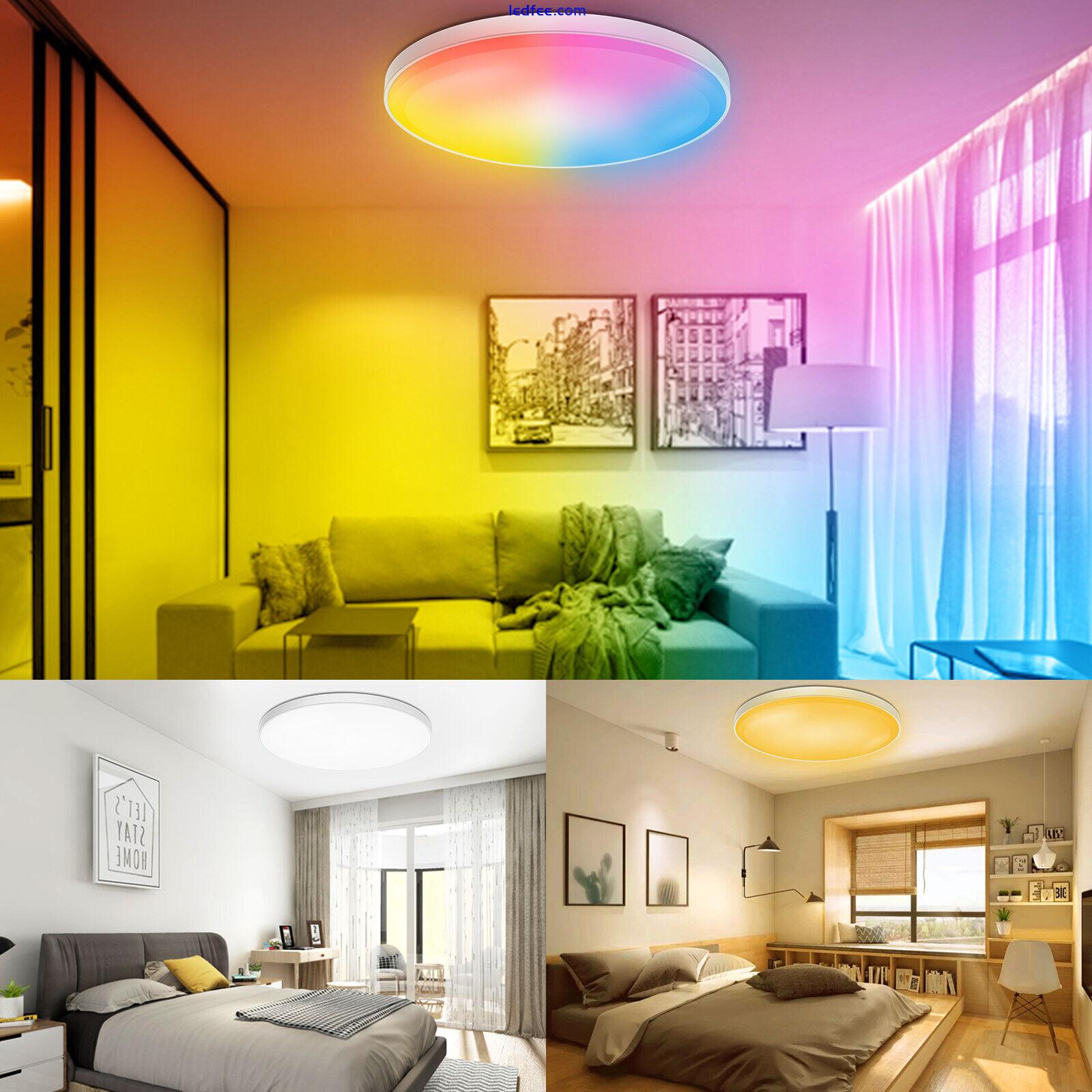 30W Smart LED Ceiling Light Lamp RGB Dimmable Bluetooth WIFI Fixture for Bedroom 4 