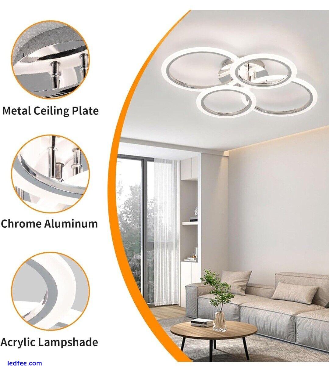 Vloitgol Modern LED Ceiling Light Fixture, 4 Rings Dimmable Flush Mount Ceiling 3 