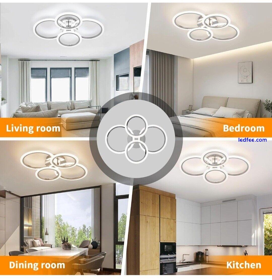 Vloitgol Modern LED Ceiling Light Fixture, 4 Rings Dimmable Flush Mount Ceiling 5 