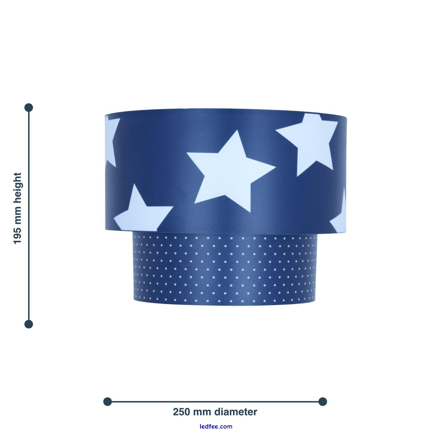 Kids Children's 2 Tier Navy & White Stars Easy Fit Ceiling Light Shade Boys Room 2 