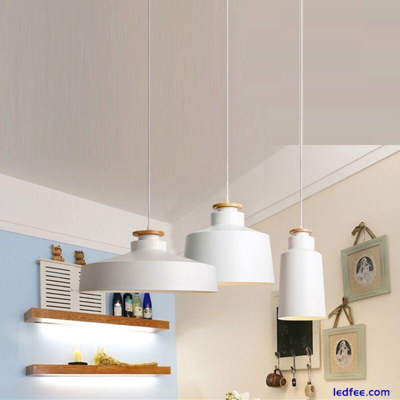 White Pendant Lights Bar LED Lighting Kitchen Wood Ceiling Lamp Bedroom Light 2 