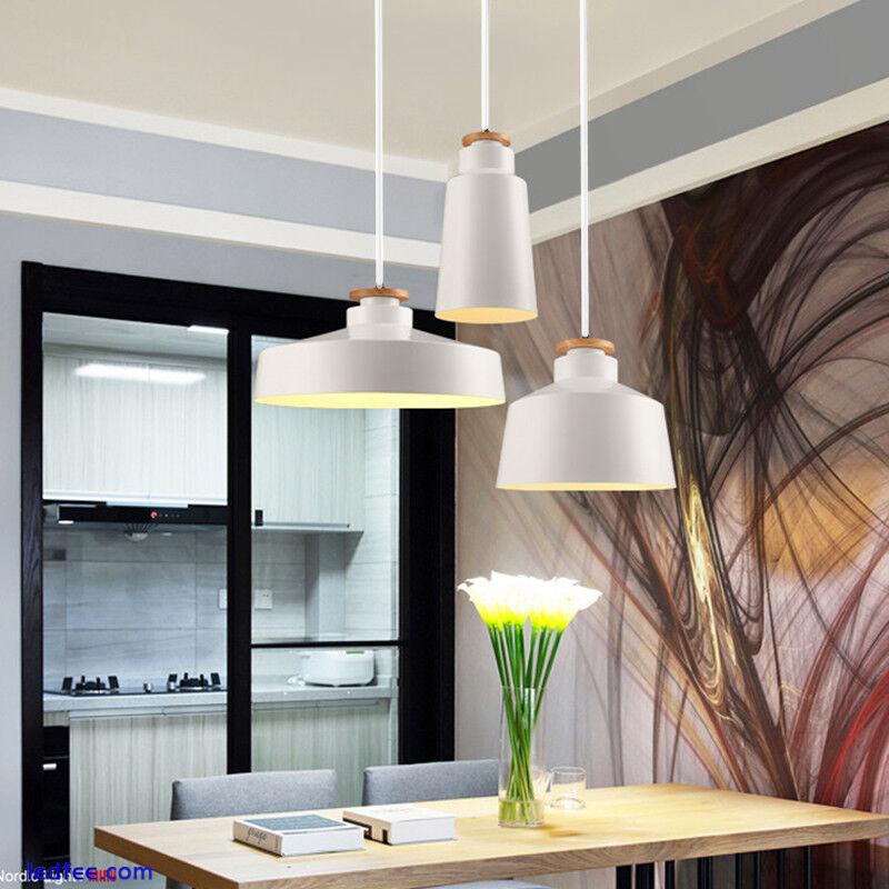 White Pendant Lights Bar LED Lighting Kitchen Wood Ceiling Lamp Bedroom Light 3 