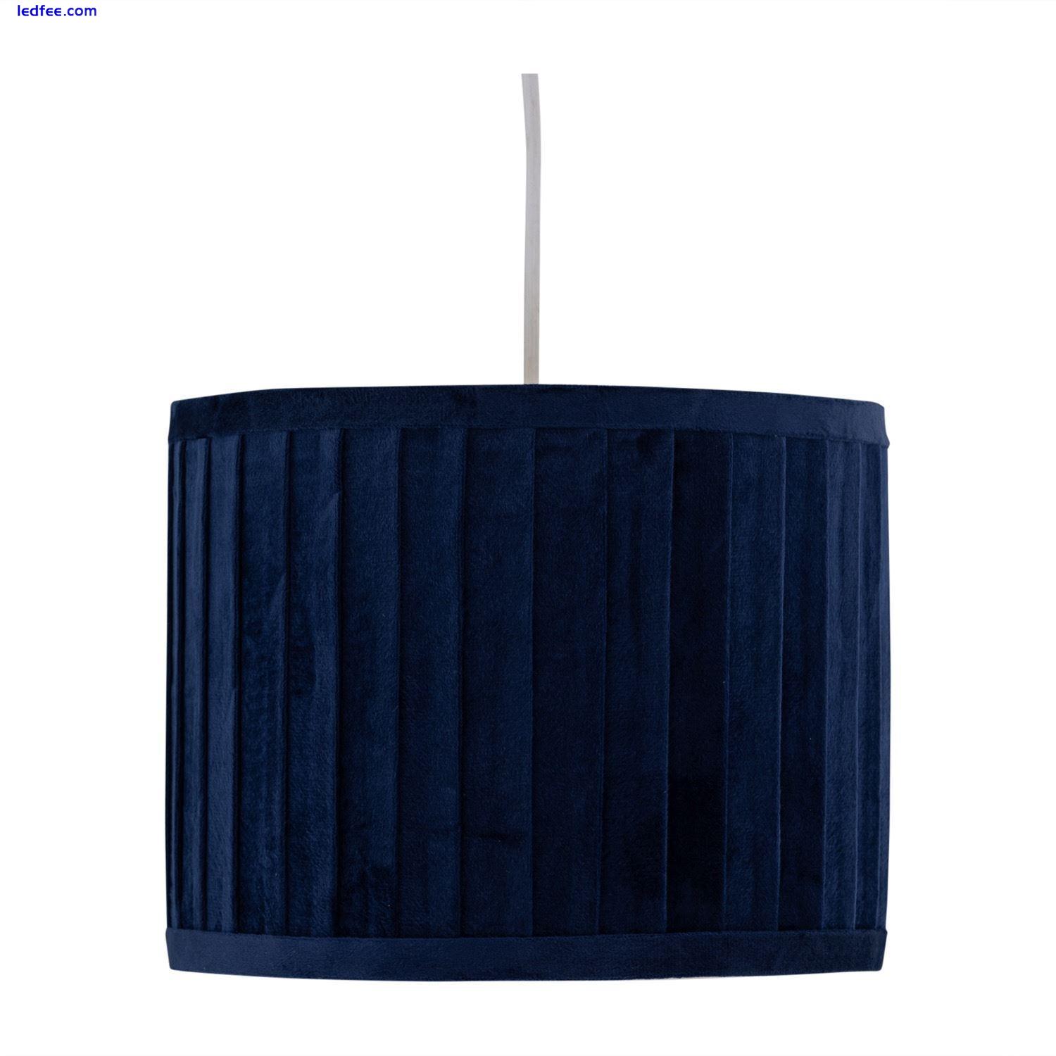 Set of 2 Navy Blue Pleat Velvet Gold Inner 30cm Ceiling Pendant Lightshades Lamp 1 